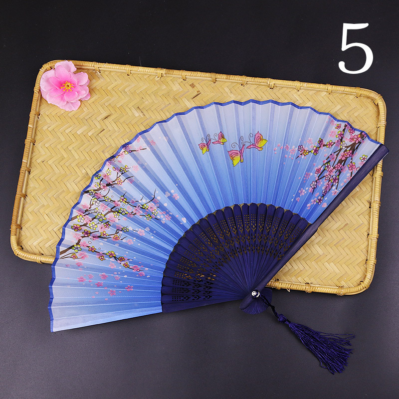 Archaic Folding Fan Summer Portable Chinese Style Dance Female Fan Bamboo Raw Silk Fan Japanese Style Fan