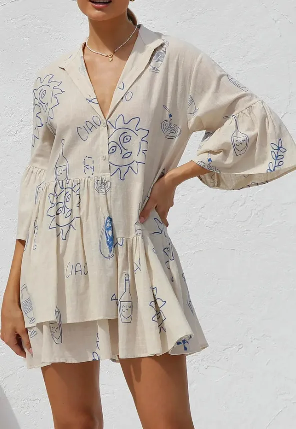 Women's Casual Fashion Loose Cool Shirt Dress Blue - Shop at LoveMi