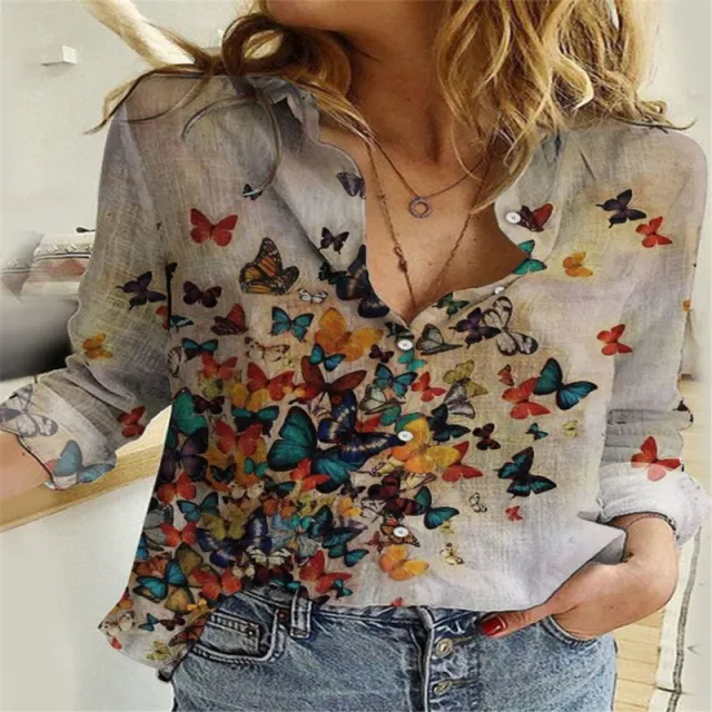 Women's Long Sleeve Lapel Geometric Print Fashion Casual Cardigan Sf57311 M - Shop at LoveMi