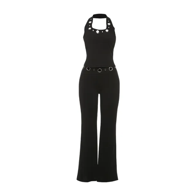 Sleeveless Halter Top And Pants Set For Women Black - Shop at LoveMi