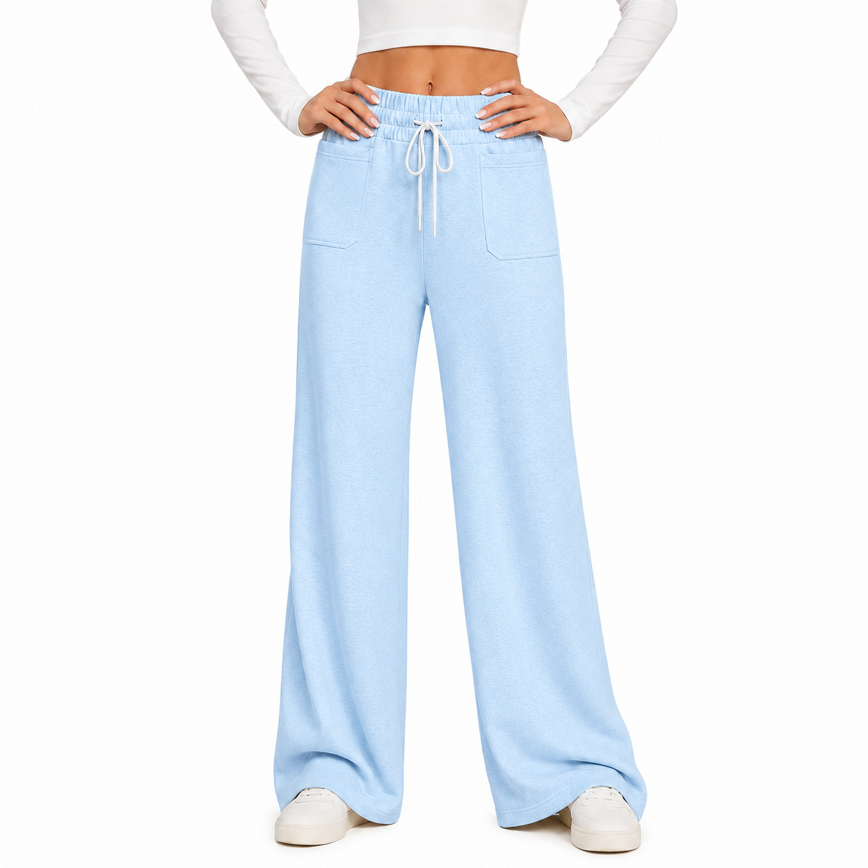 Wide-leg Pants Womens Loose Straight-leg Casual Trousers
