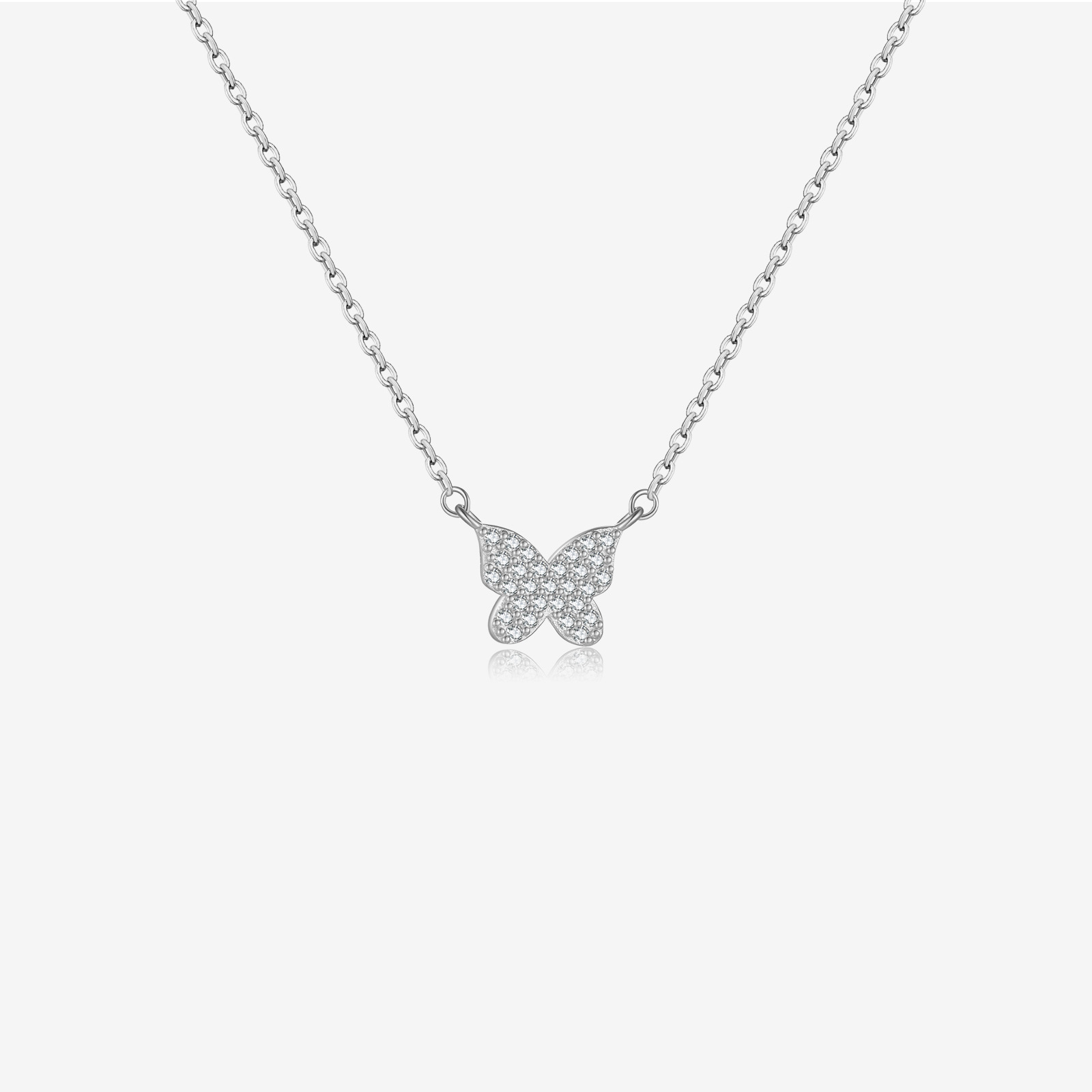S925 Sterling Silver Butterfly Micro Zircon-laid Necklace