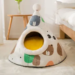 Christmas Autumn And Winter Dog Elk Tent Mongolian Bag Kennel Warm Thickened Closed Cat Nest Pet Bed - 6Style - View 1