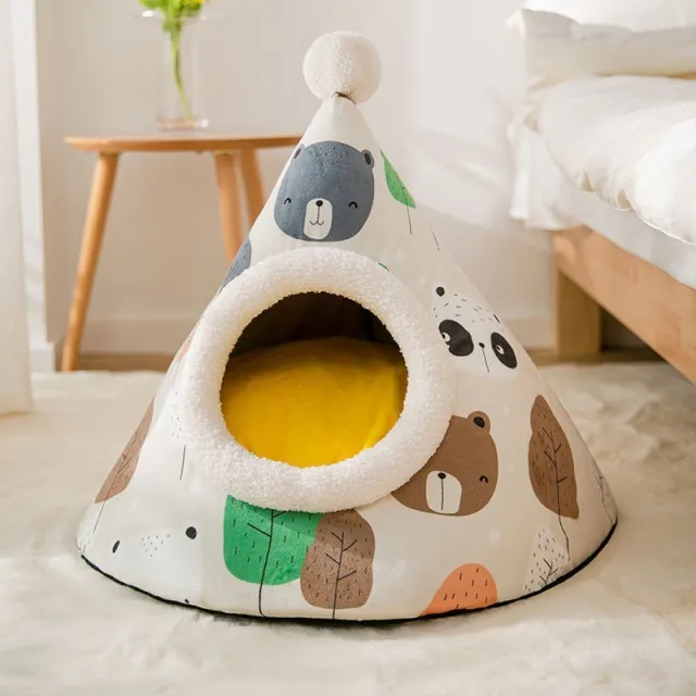 Christmas Autumn And Winter Dog Elk Tent Mongolian Bag Kennel Warm Thickened Closed Cat Nest Pet Bed 6Style - Shop at LoveMi