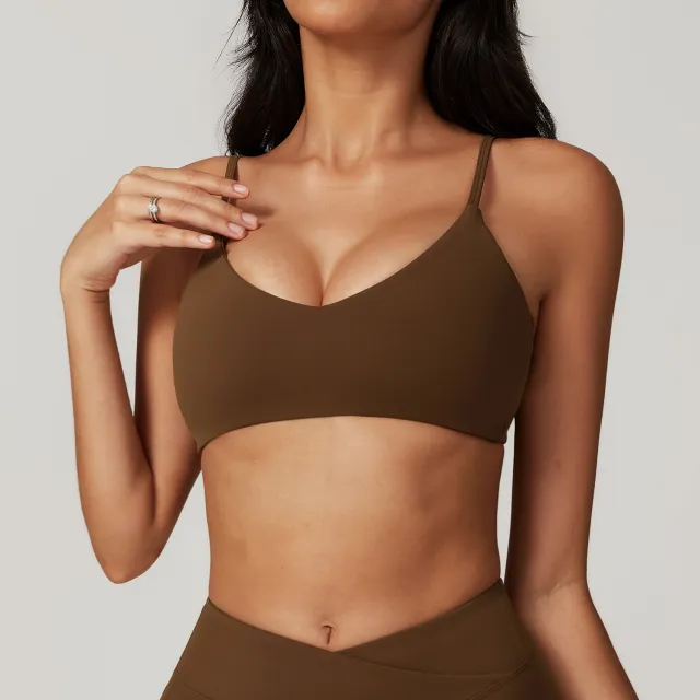 Eco friendly Recycled Quick drying Tight Yoga Vest Light Brown - Shop at LoveMi
