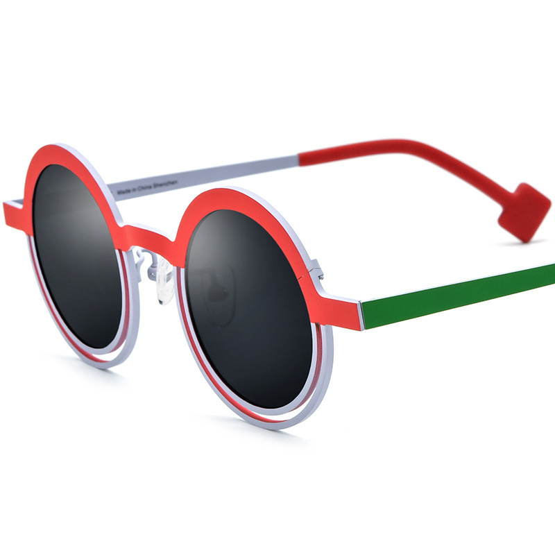 Colorful Pure Titanium Unisex Round Fashion Sunglasses