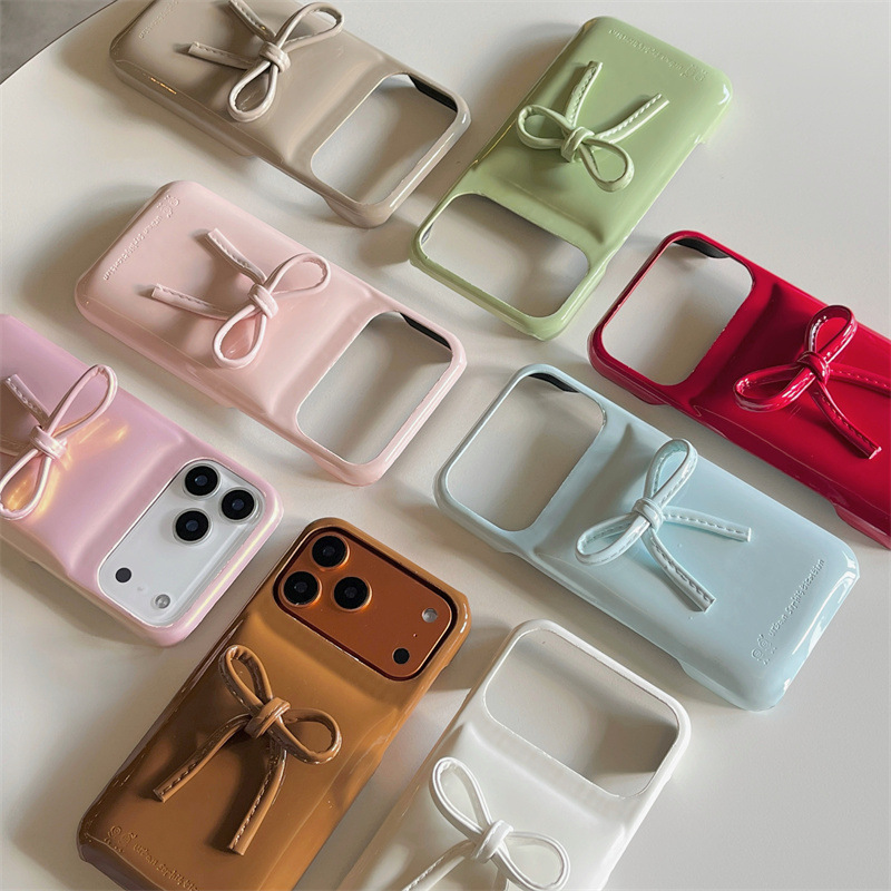 French-style Instagram-worthy 3D Solid-color Bow Phone Case With Drop Protection