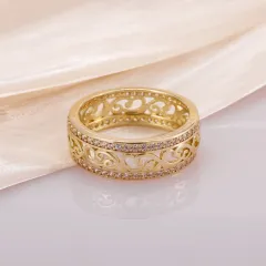 Personalized Hollow-out Zircon Ring For Women - Gold - View 1
