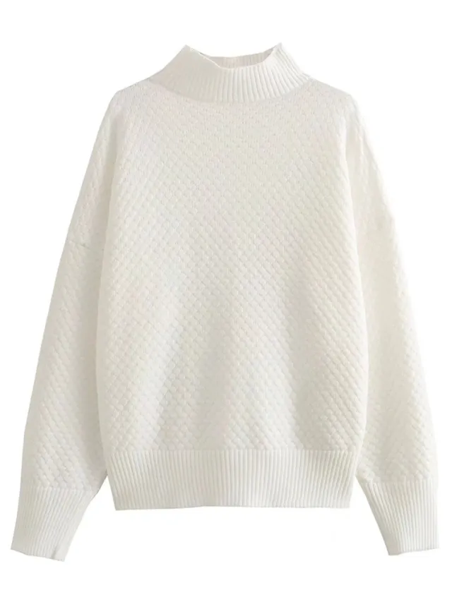 Idle Style Hemp Pattern Loose Pullover White - Shop at LoveMi