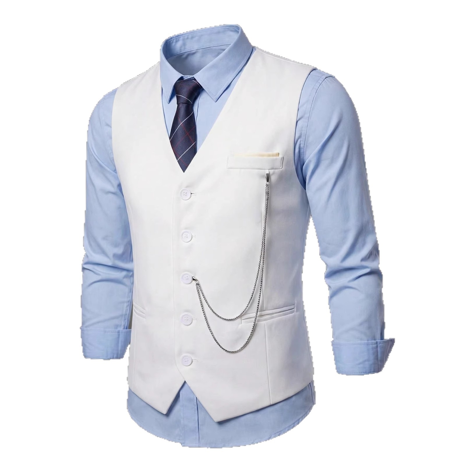 Men's Single-Breasted Suspender Suit Vest 5