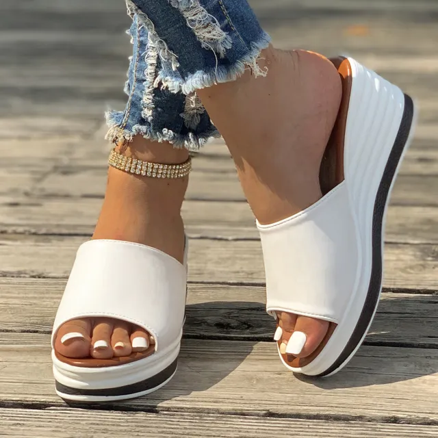 Female Stylish Peep Toe Wedge Sandals White - Shop at LoveMi