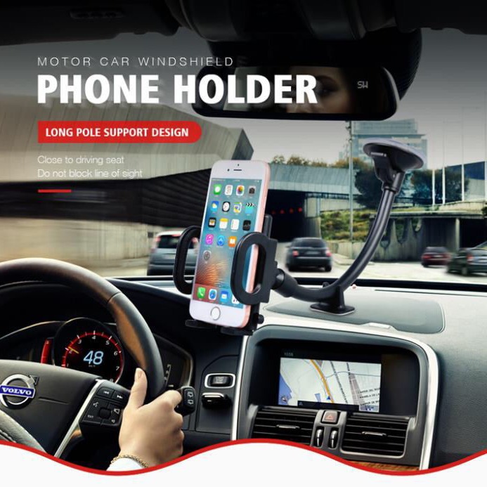 Car Phone Holder With Suction Cup, 360-degree Rotating Clamp, Multi-functional