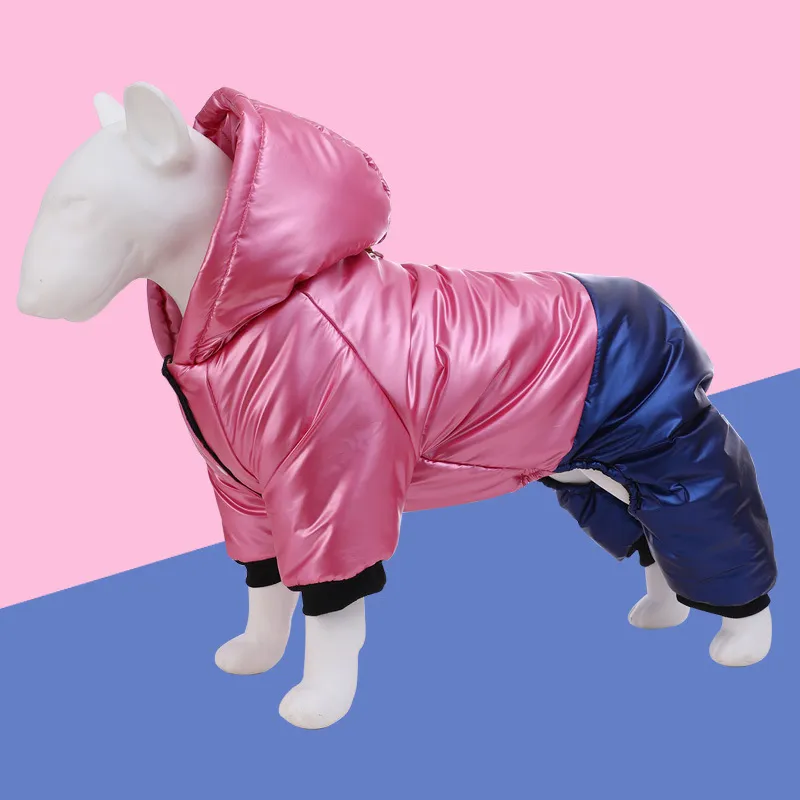 Pet Clothing Waterproof Windproof Dog Four-legged Cotton-padded Clothes - Pink