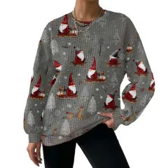 Digital Printing Pattern Shading Fashion Trend Round Neck Long Sleeve Sweater - L Style - View 1