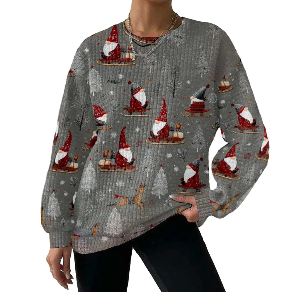 Digital Printing Pattern Shading Fashion Trend Round Neck Long Sleeve Sweater - L Style-2Xl