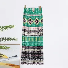 Summer New Pleated Print Skirt For Women - Green - View 1