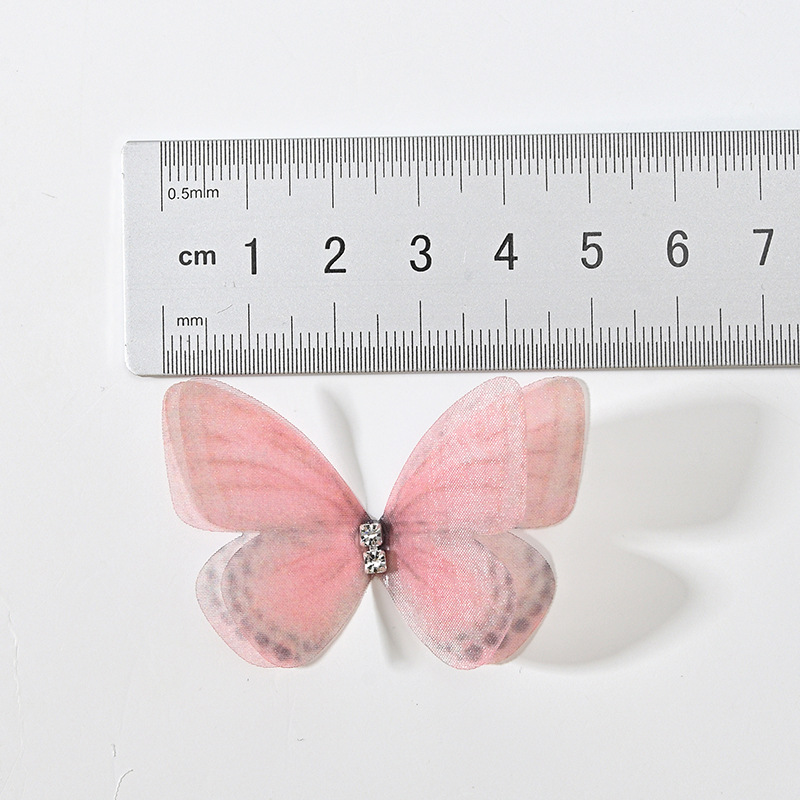 DIY Handmade Double-layer Mesh Laminate Double Diamond Mesh Floral Print Butterfly Jewelry Headdress