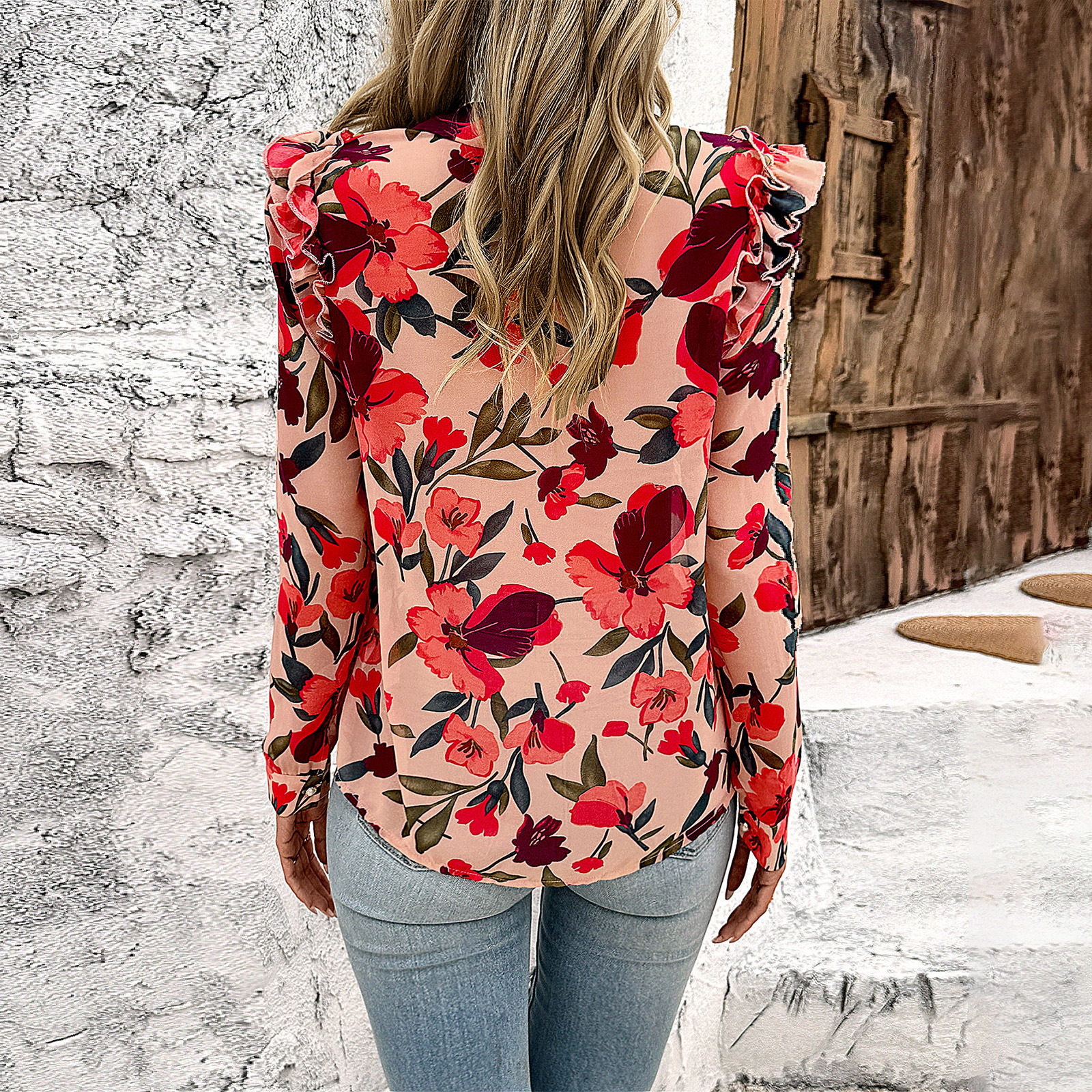 Women's Fashion Casual Printing Long Sleeve Shirt