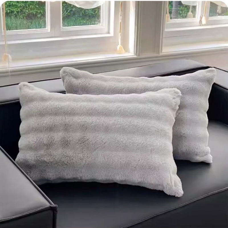 Husă de pernă din fleece de pluș de iepure îngroșat - Husă de pernă pentru canapea de lux rezistentă la pete, fără inserție pentru decorațiuni interioare