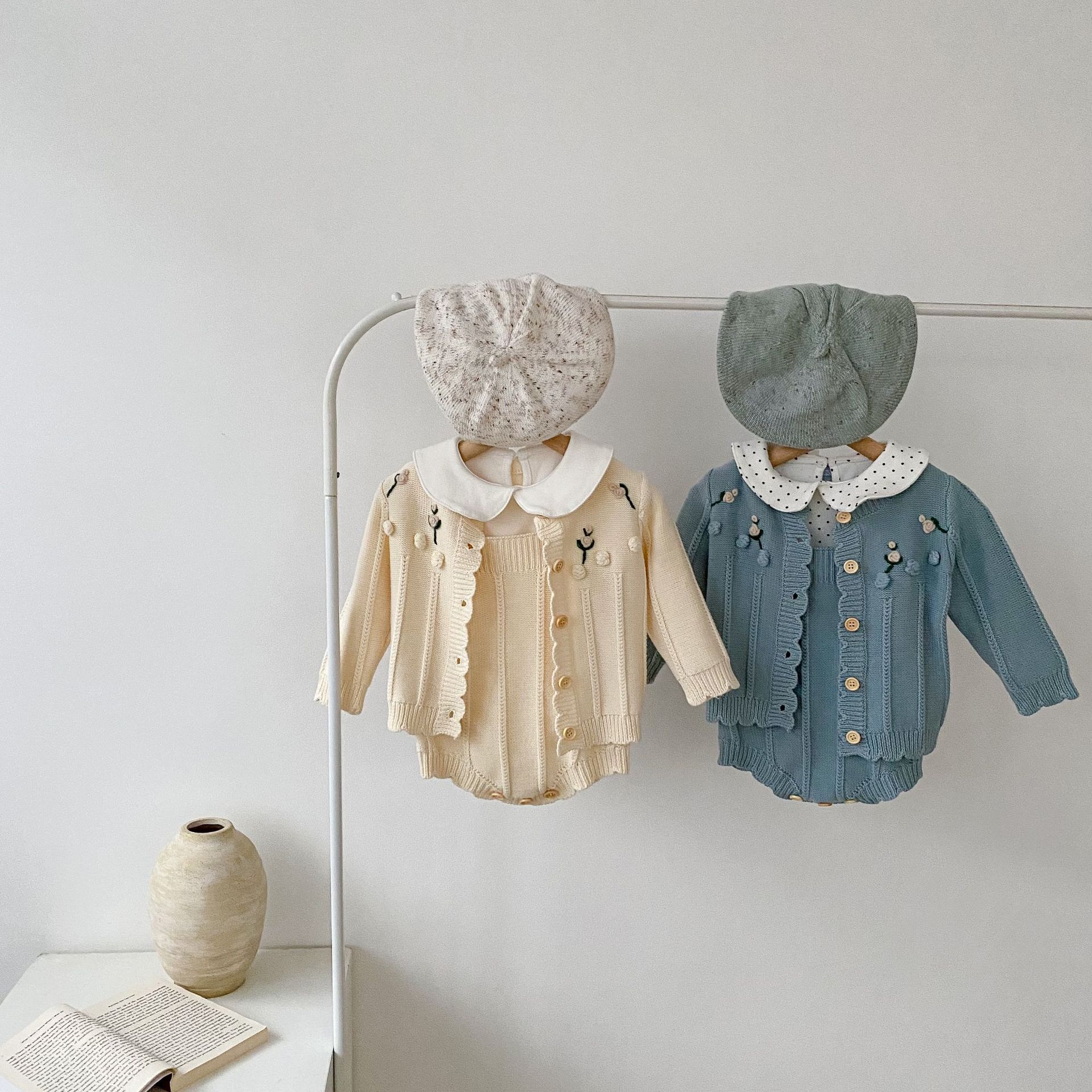 Title 1, Kleinkind Baby Pullover Set Blumenstickerei Lan...