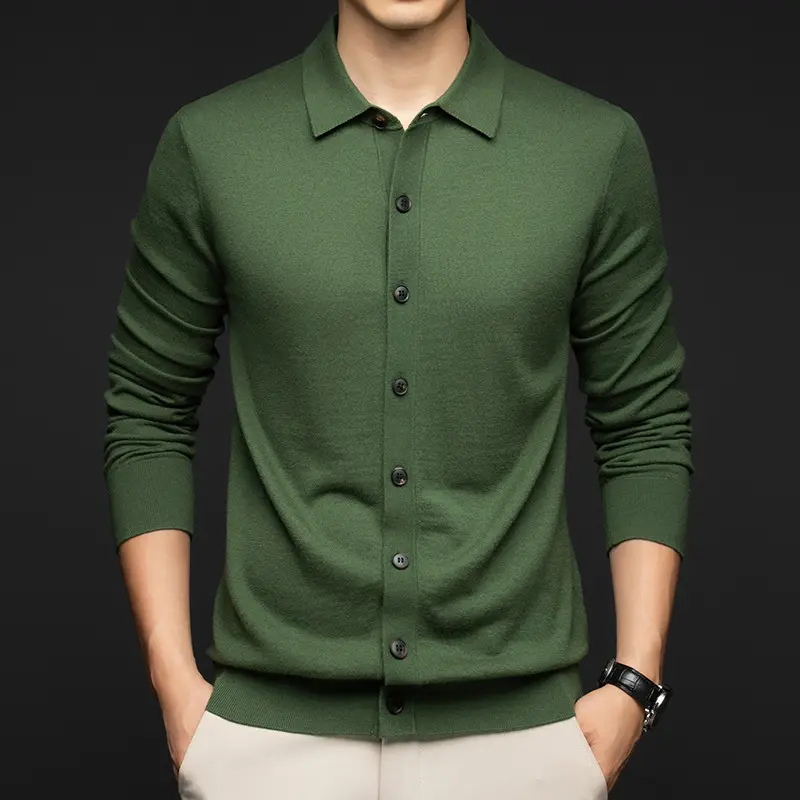 Mens Casual Commuter-style Solid-color Wool Sweater