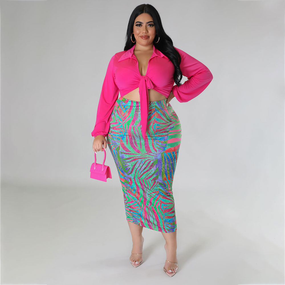 European And American Lace Up Young Sheath Two-piece Dress