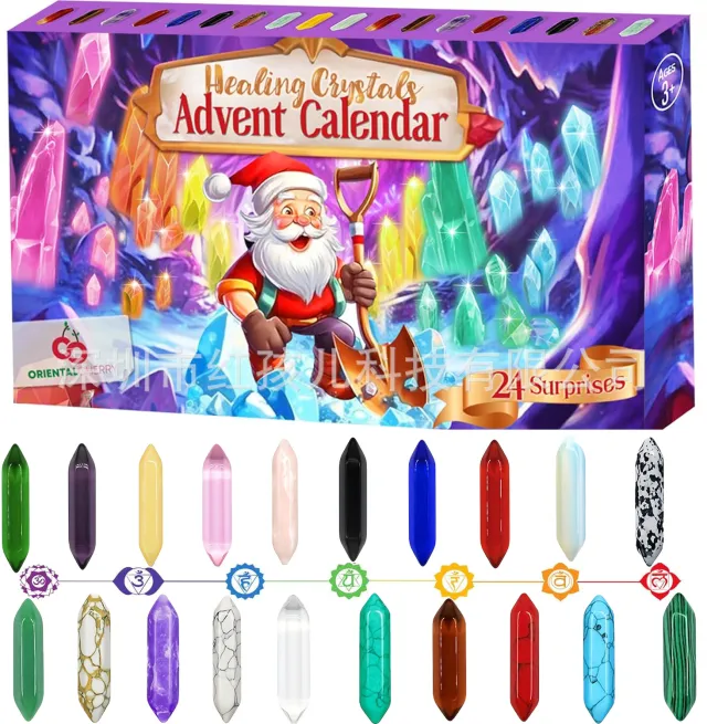 Crystal Necklace Stand Magnifier And Storage Bag With Crystal And Healing Stone Set Christmas 24 Crystal - Shop at LoveMi