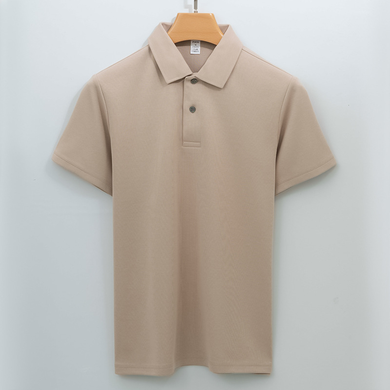 Cotton Seamless Polo-neck Short-sleeve T-shirt