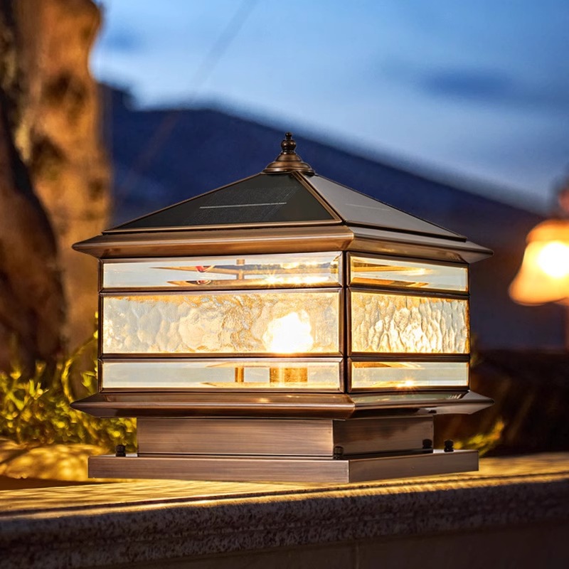Solar-powered Waterproof Outdoor Courtyard Lamp With A Column Base