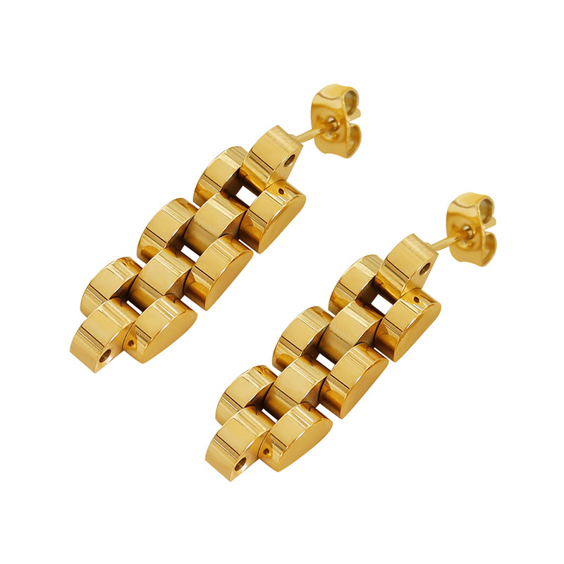 European And American Titanium Steel Gold Plated Special-interest Design Earring Accessories
