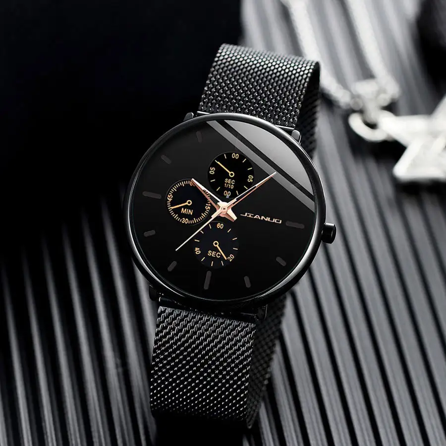Men's Mesh-band Quartz Casual Business Luminous Watch
