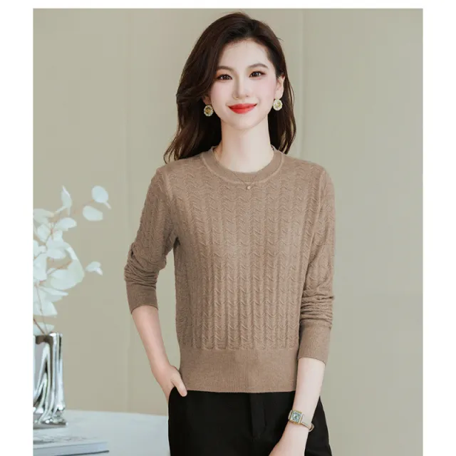 Early Spring Retro Hollow out Bottoming Shirt Sweater Beige - Shop at LoveMi