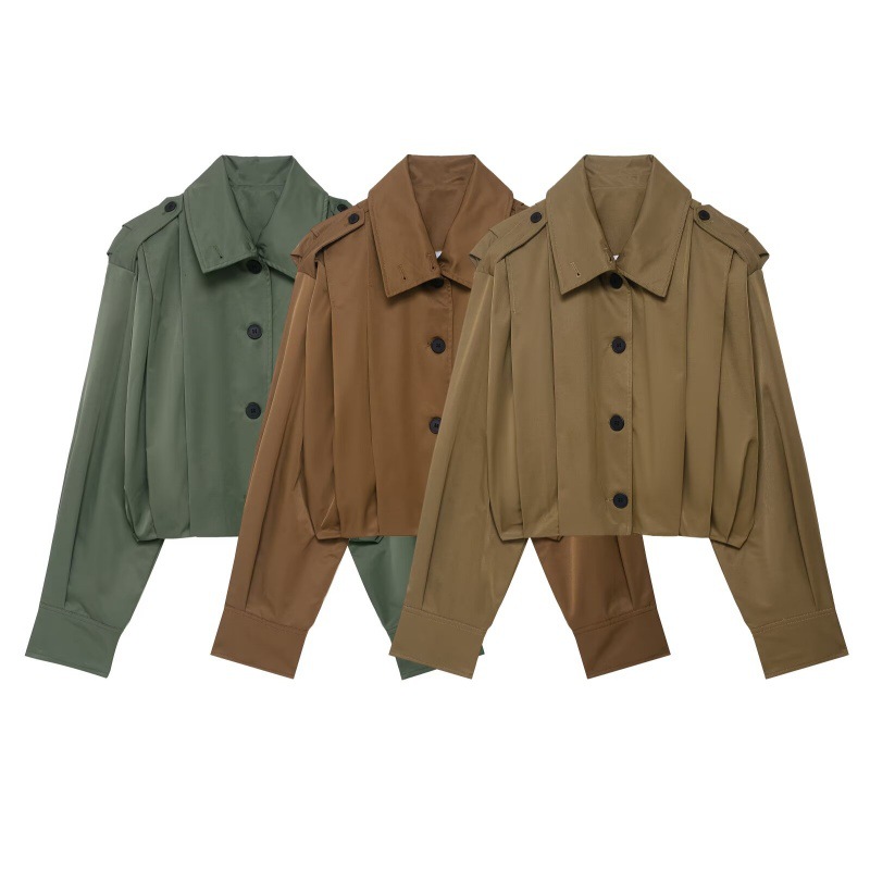 Commuter-style Pocketed Pleated Belted Jacket