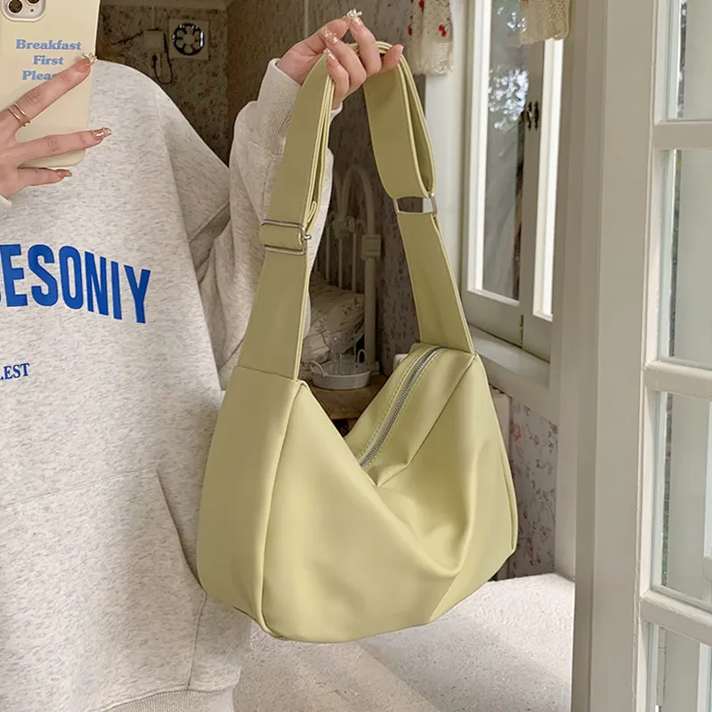 Large Capacity Soft Leather Tote Shoulder Messenger Bag - Yellow
