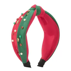 Christmas Wide-brimmed Diamond Beaded Contrast Color Knotted Light Luxury Festival Headband - F6511 - View 1