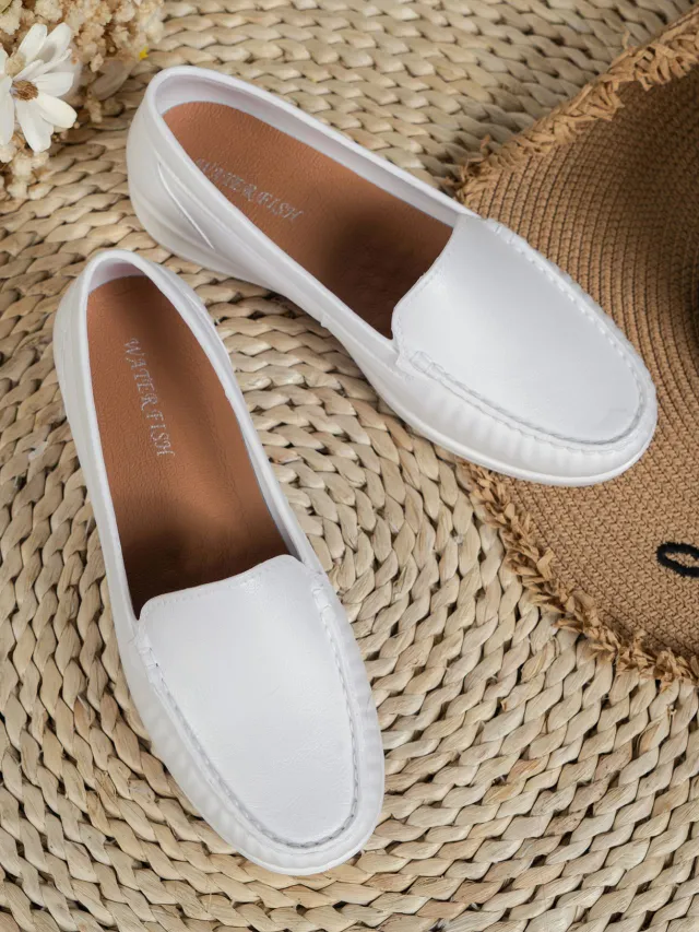 Platform Loafers Slip on Temperament Increased British Style White - Shop at LoveMi