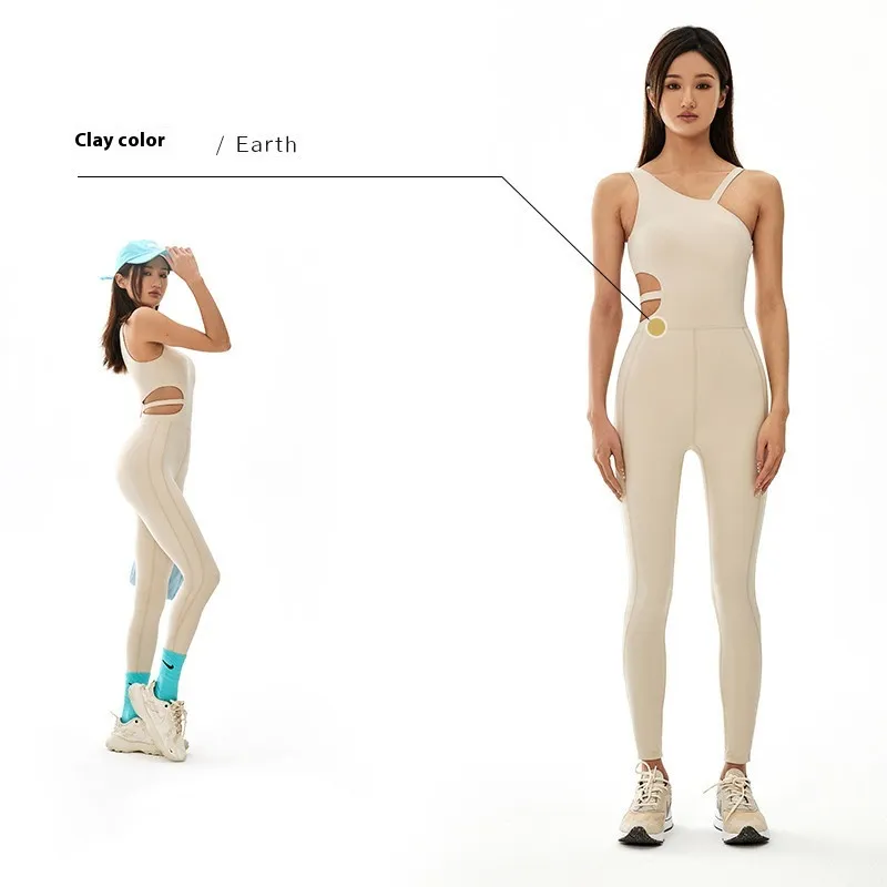 Breathable Workout Clothes Hip One-piece Women - Clay Color-S