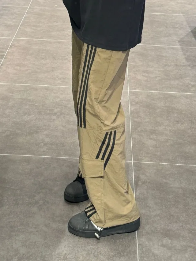 Straight Sports Loose Three Bars Casual Working Pants Army Green - Shop at LoveMi
