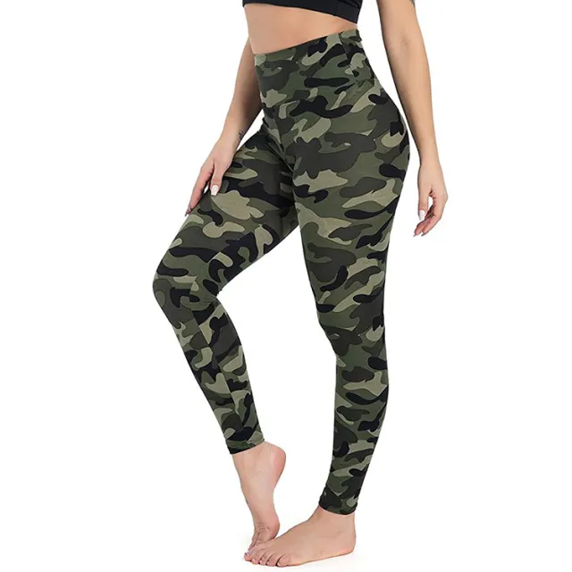 High Waist Leggings Women's Yoga Slim Waist Army Green Camouflage - Shop at LoveMi