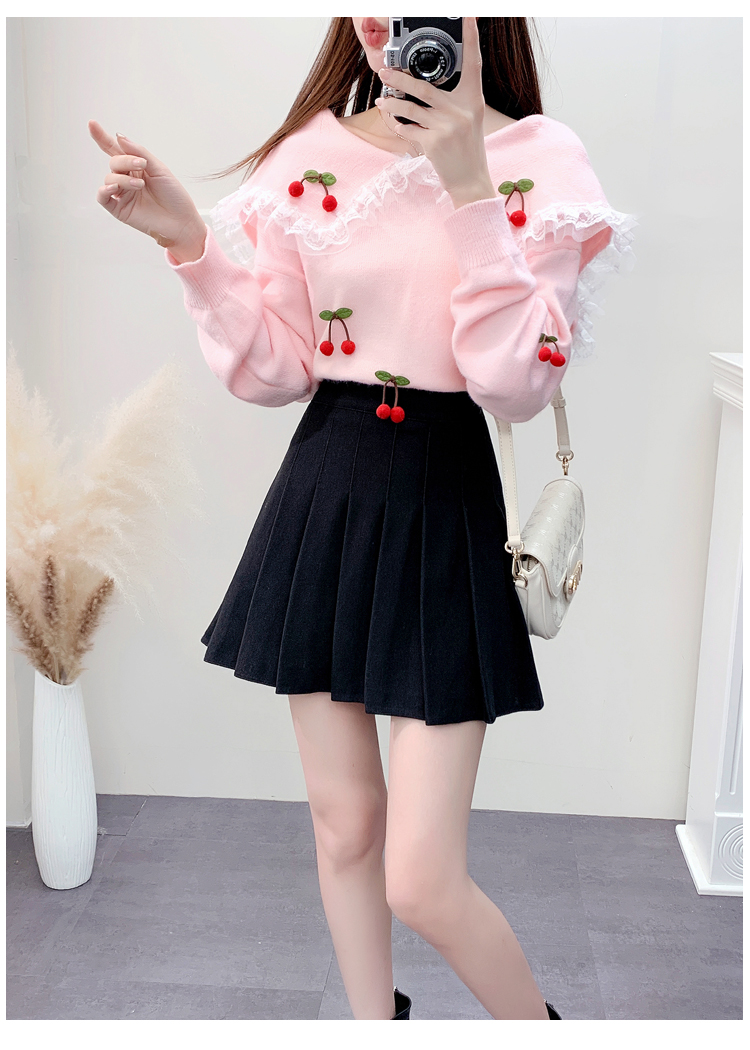 Title 2, Fashionable and Lovely Milk Style Sweater Pleat...