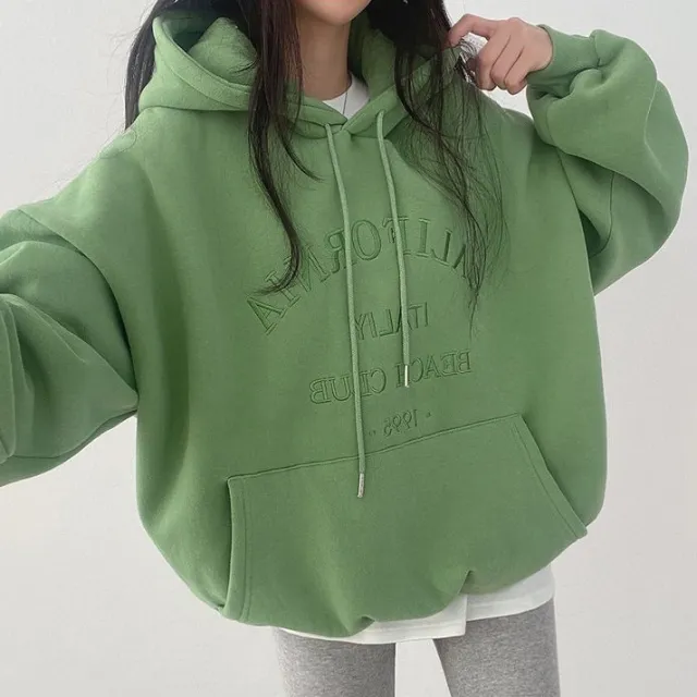 Women's Sweater Super Loose High grade Casual All matching Tops Green With Fleece Lining - Shop at LoveMi