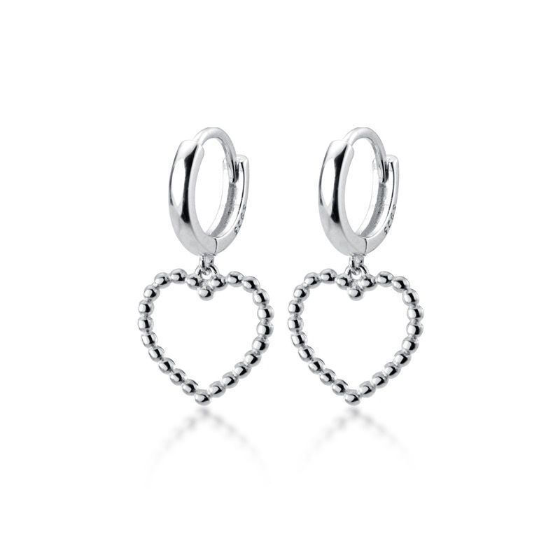 Sterling Silver Needle Love Ear Clip Personality Hollow Out