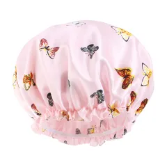 Women's Fashion Casual Butterfly Print Lace Nightcap - Butterfly Pink - View 1