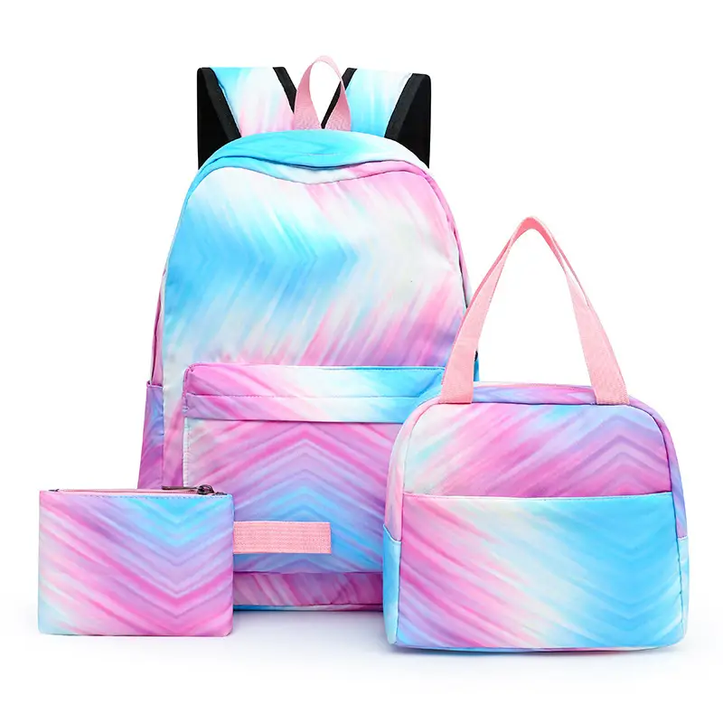 Three-piece Girl Starry Sky Graffiti Printing Primary School Student Schoolbag Lightweight Waterproof Backpack