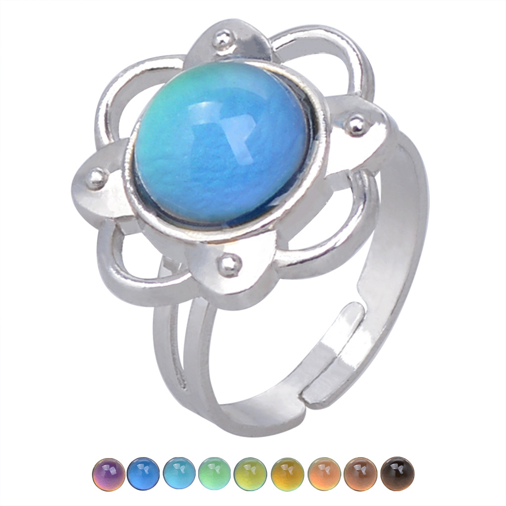 Fashion Charm Open Women's Vintage Temperature Color Changing Ring