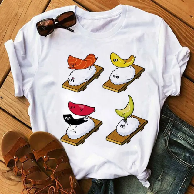 Women's Minimalist Printed Casual Short Sleeved Shirt H White - Shop at LoveMi
