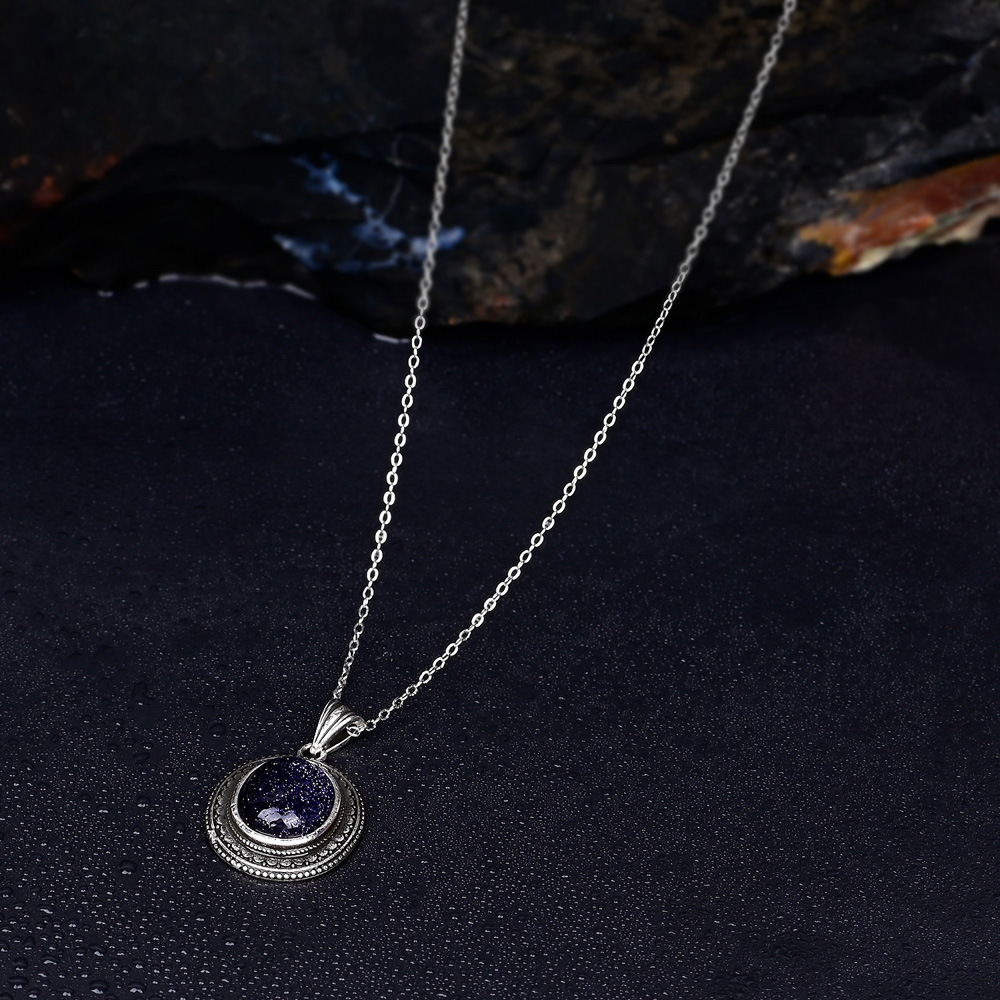 Blue Sandstone Silver Necklace, picture 2 of 3