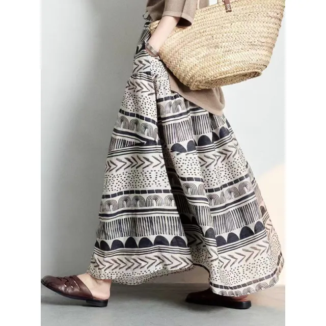 Color Contrast Patchwork Skirt Design Sense Niche Slimming Large Hem A Line Dress - Shop at LoveMi