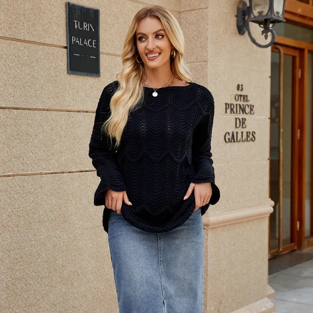 Hollow Out Off shoulder Shoulder baring Long Sleeve Sexy Sweater Black - Shop at LoveMi