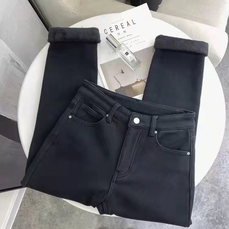 Loose High Waist Winter New Thickened Outerwear Pants Black - Shop at LoveMi